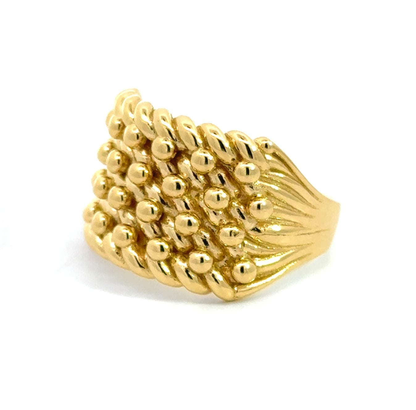 9K Yellow Gold Plain Polished Four Row Classic Keeper Ring Side 2